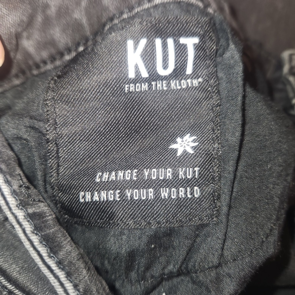 Kut From The Kloth MIA Highrise Skinny Jeans Womens Size 12 Black Tie Dye Patch - Picture 6 of 12